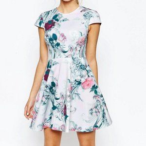 Ted Baker 2 US 6 Floral Keiley Dress A Line Short Sleeve Small